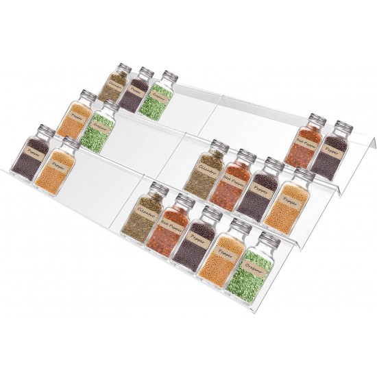 Clear Acrylic Spice Organizer for drawers and cabinets, (3Tier) (2 Pack)