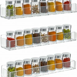 Clear Acrylic Spice Rack & Organizer, Wall Mount, Expandable for Kitchen (3 Pack)