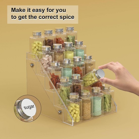 Clear Acrylic Spice Organizer, (5 Tiers) Seasoning Shelf Kitchen Spice for Countertop Pantry Cabinet