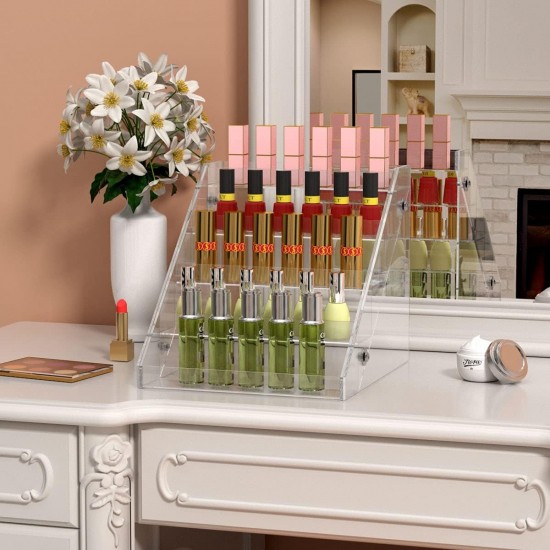 Clear Acrylic Spice Organizer, (5 Tiers) Seasoning Shelf Kitchen Spice for Countertop Pantry Cabinet