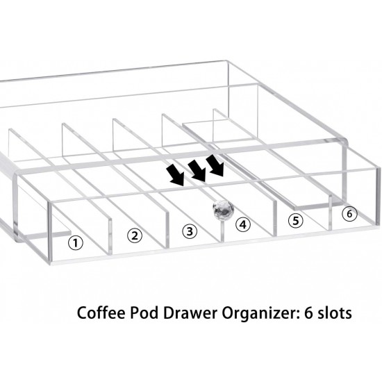 Clear Acrylic Coffee Pod Organizer with Drawer,   Coffee Capsule, Hold 36 Capacity.