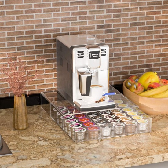 Clear Acrylic Coffee Pod Organizer with Drawer,   Coffee Capsule, Hold 36 Capacity.