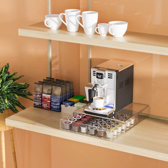 Clear Acrylic Coffee Pod Organizer with Drawer,   Coffee Capsule, Hold 36 Capacity.