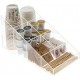 Clear Acrylic Coffee Station Organizer for Break Room, Kitchen Cups/Lids/Sugar/Tea/Stirrers( 7 compartments)