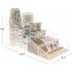 Clear Acrylic Coffee Station Organizer for Break Room, Kitchen Cups/Lids/Sugar/Tea/Stirrers( 7 compartments)