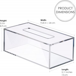 Clear Acrylic Tissue Box for Bathroom (24x13x9 cm)
