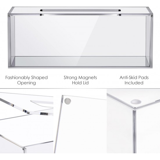Clear Acrylic Tissue Box for Bathroom (24x13x9 cm)