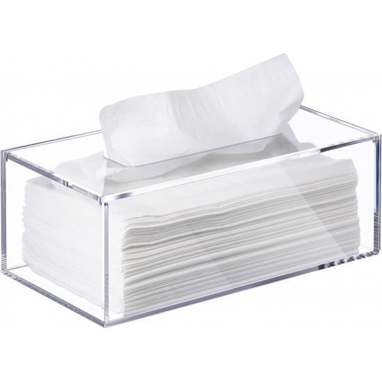 Clear Acrylic Tissue Box for Bathroom (24x13x9 cm)
