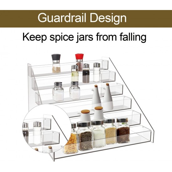 Clear Acrylic Spice Rack Organizer For Cabinet, (6 Tier) Spice Shelf Can Organizer for Kitchen Pantry Countertop