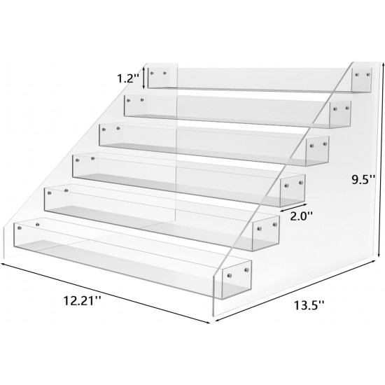 Clear Acrylic Spice Rack Organizer For Cabinet, (6 Tier) Spice Shelf Can Organizer for Kitchen Pantry Countertop