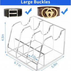 Clear Acrylic Belt Organizer with 3 Compartments, Belt, Makeup & Tie Container Storage Holder for Closet, Shelf, and Dresser Drawers
