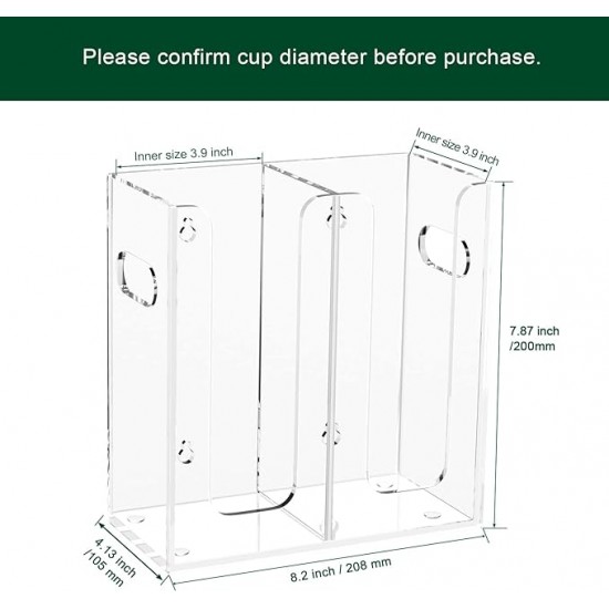 Disposable Coffee Cup Dispenser with Handles, Countertop or Wall Mount Hot/Cold Drink Cup and Lid Holder Organizer