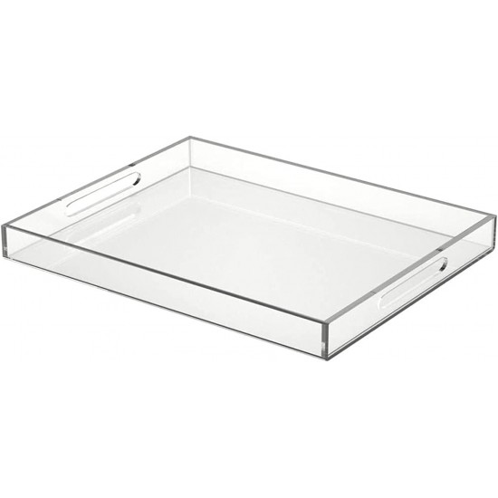 Acrylic Serving Tray (50x40)cm, Spill Proof, Clear Decorative Tray, Coffee tray, Table Countertop with Handles tray 