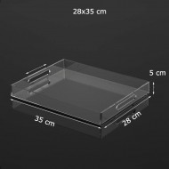 Acrylic Serving Tray (35x28)cm, Spill Proof, Clear Decorative Tray, Coffee tray, Table Countertop with Handles tray 