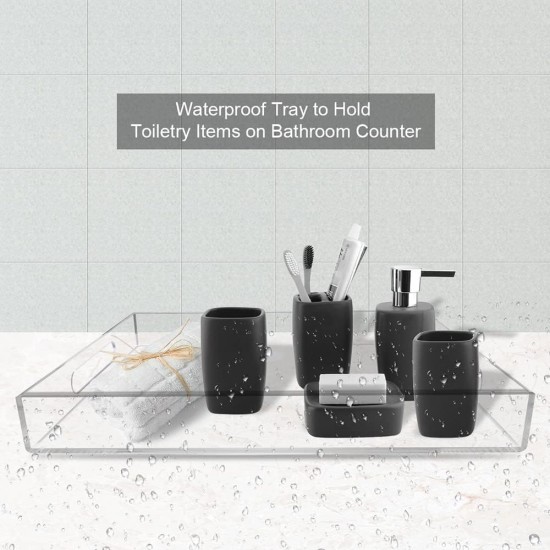 Acrylic Serving Tray (35x28)cm, Spill Proof, Clear Decorative Tray, Coffee tray, Table Countertop with Handles tray 