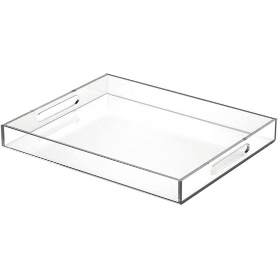 Acrylic Serving Tray (35x28)cm, Spill Proof, Clear Decorative Tray, Coffee tray, Table Countertop with Handles tray 