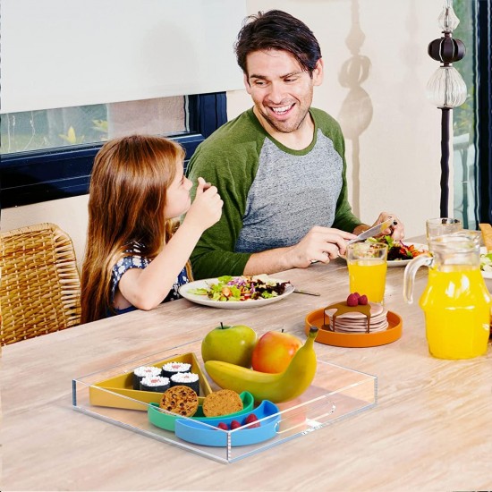 Acrylic Serving Tray (38x38)cm, Spill Proof, Clear Decorative Tray, Coffee tray, Table Countertop with Handles tray 