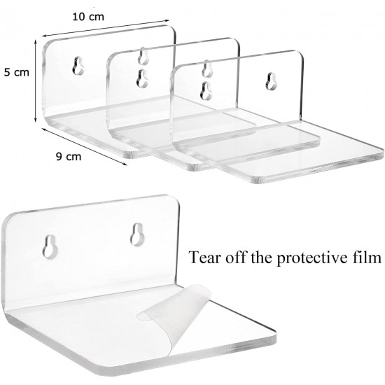 Small Clear Acrylic Wall Shelves (9x10x5cm), Display Ledges for Mini Decor, Display Shelf Floating Wall Mounted Shelf,(8Pack)