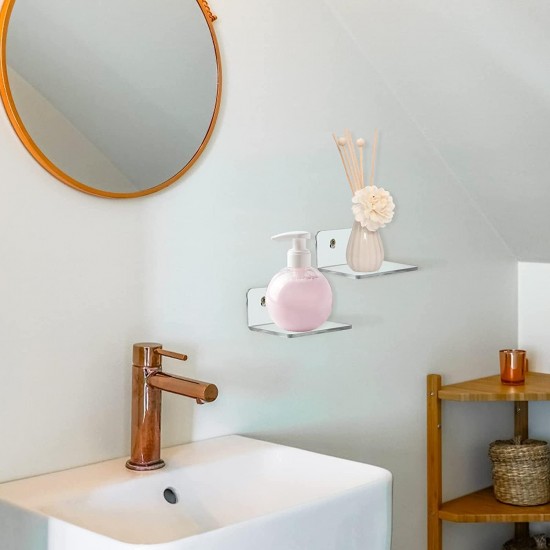 Small Clear Acrylic Wall Shelves (9x10x5cm), Display Ledges for Mini Decor, Display Shelf Floating Wall Mounted Shelf,(8Pack)