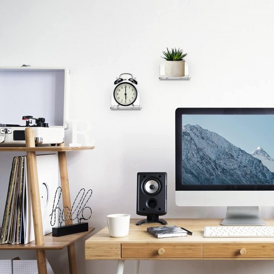 Small Clear Acrylic Wall Shelves (9x10x5cm), Display Ledges for Mini Decor, Display Shelf Floating Wall Mounted Shelf,(8Pack)