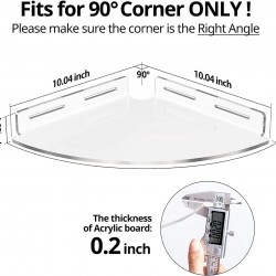 Clear Acrylic Corner Shower Shelf with Adhesive, Wall Mount Bathroom Storage Organizer (2 Pack)