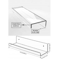 Clear Acrylic Shelves for Living Room Kitchen Bedroom Bathroom Office Store, Book Picture Toys Ledge Shelf, Wall Storage Organizer, (2 Pack)