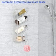 Acrylic Bathroom Organizer & Shampoo Holder, Wall Mounted, Sturdy and Durable, (One Shelf)