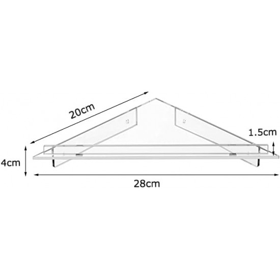 Clear Acrylic Wall Mount Floating Corner Shelf (20x28cm)for Bottles, Cups and Plants(4 Pack)