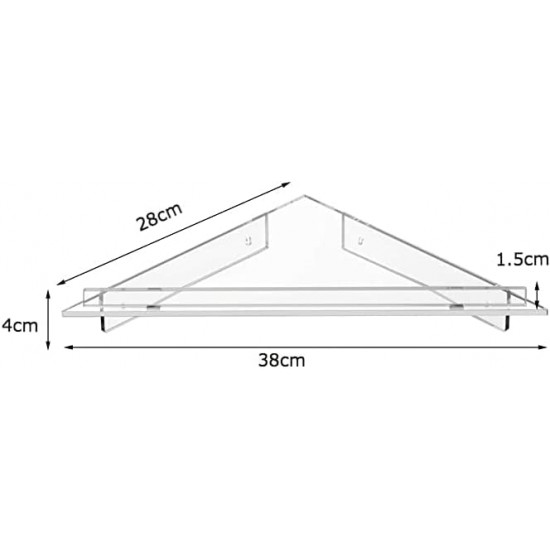 Clear Acrylic Wall Mount Floating Corner Shelf (28x38cm)for Bottles, Cups and Plants(4 Pack)