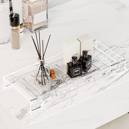 Clear Acrylic Bathroom Tray, Decor Bathroom Tray, Storage Organizer Countertop for Soap, Towel, Candle