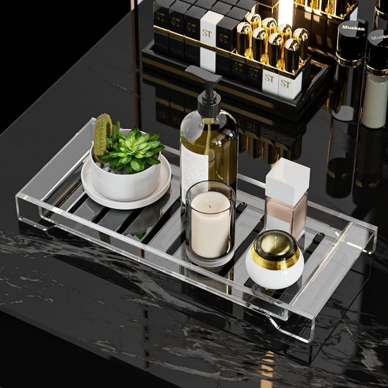 Clear Acrylic Bathroom Tray, Decor Bathroom Tray, Storage Organizer Countertop for Soap, Towel, Candle