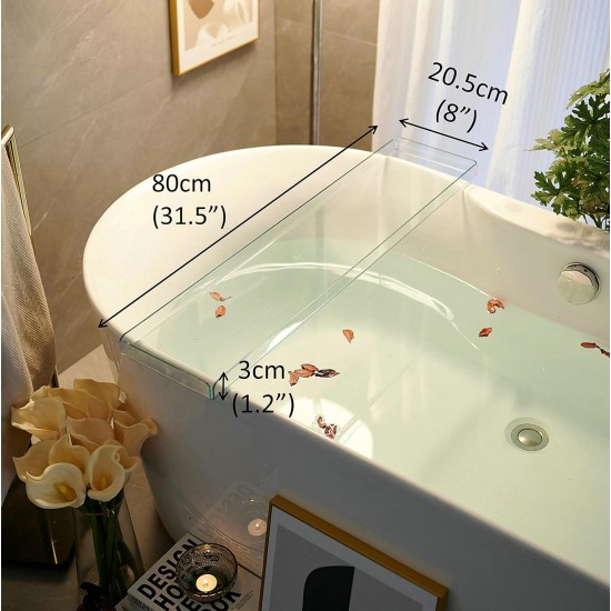 Clear Acrylic Bathtub Tray, Bath Trays Rack Tub Shelf, Luxury Bathroom Organizer Tablet Holder,
