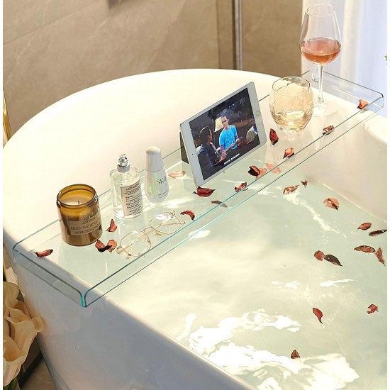 Clear Acrylic Bathtub Tray, Bath Trays Rack Tub Shelf, Luxury Bathroom Organizer Tablet Holder,