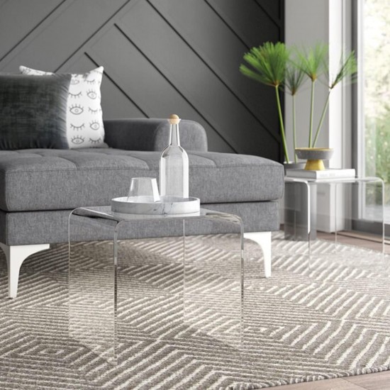 Clear Acrylic End Table with Rounded Edges, Small Side Table, for Living Room, Bedrooms, Modern Occasional Tables
