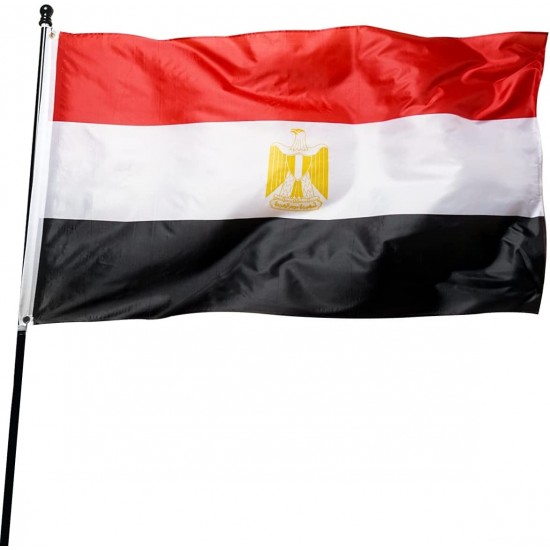 EGYPTIAN National Flag, printed fabric,(150x90)cm, double sided (double layers), decorated 3 sides, indoor outdoor
