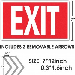 EXIT Signs Glow In The Dark EXIT Decals, EXIT Phot luminescent Signs Stickers, 3 Pack (12x7cm)