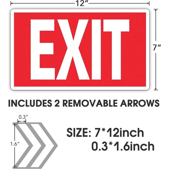 EXIT Signs Glow In The Dark EXIT Decals, EXIT Phot luminescent Signs Stickers, 3 Pack (12x7cm)