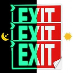 EXIT Signs Glow In The Dark EXIT Decals, EXIT Phot luminescent Signs Stickers, 3 Pack (12x7cm)