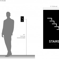 Modern Design Door Sign with (Grade 2 Braille) for Stair Door with 3M Double Sided Tape (ADA Compliant)