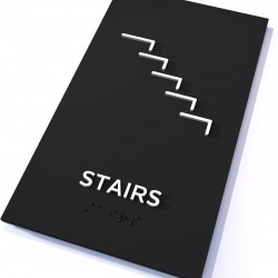Modern Design Door Sign with (Grade 2 Braille) for Stair Door with 3M Double Sided Tape (ADA Compliant)