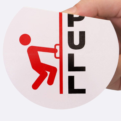 4 inch “Push-Pull” Double-Sided Glass Door Decal, Polyester, vinyl,