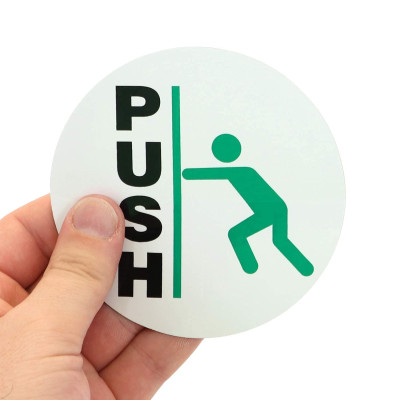 4 inch “Push-Pull” Double-Sided Glass Door Decal, Polyester, vinyl,