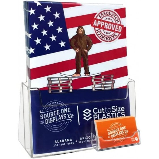 One Large Acrylic Brochure Holder with Business Card Holder (23x22cm) 