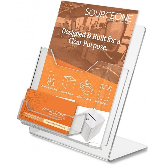 One Large Acrylic Brochure Holder with Business Card Holder (23x22cm) 