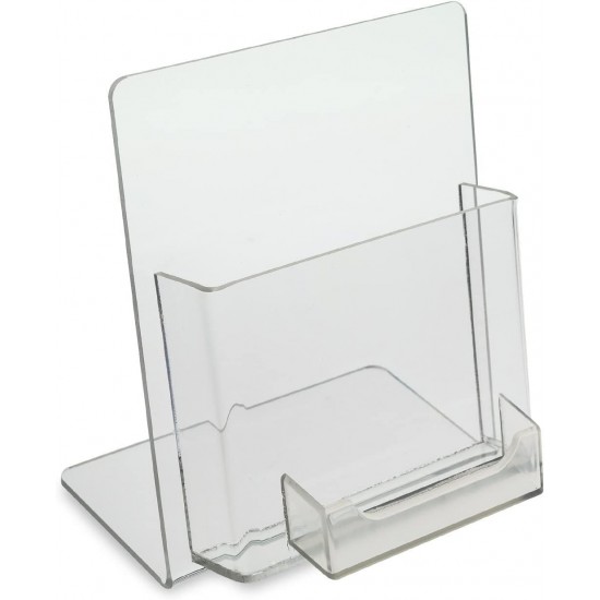 One Large Acrylic Brochure Holder with Business Card Holder (23x22cm) 