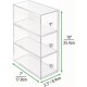 Acrylic Desk Organizer, Storage Station, Home Office(17.8x8.9x25.4cm), Vertically or Horizontally, (3 Drawers)(2 Pack)