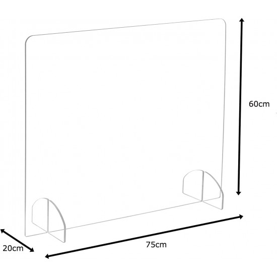 Protective Acrylic Portable Corona Guard, Freestanding Cough for Workers, Receptionists & Customers (75x60cm)