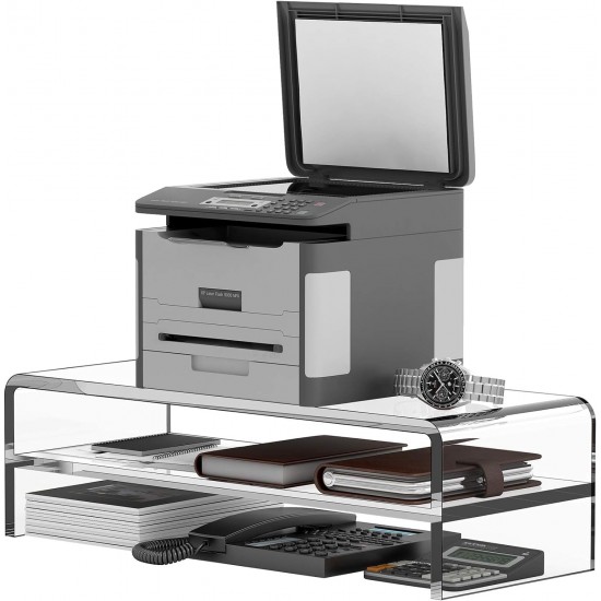 Acrylic Monitor Stand, 2 Tiers Computer Monitor Riser, Monitor Riser,Office, Business, PC Desk Stand for Keyboard Storage