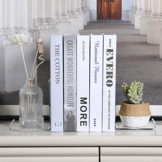 Clear Acrylic L Shaped BookHolder with Non-Slip Bottoms, Transparent Book Stands for School, Office, Library Shelves, (2 Pack)