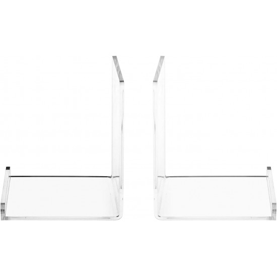 Clear Acrylic L Shaped BookHolder with Non-Slip Bottoms, Transparent Book Stands for School, Office, Library Shelves, (2 Pack)